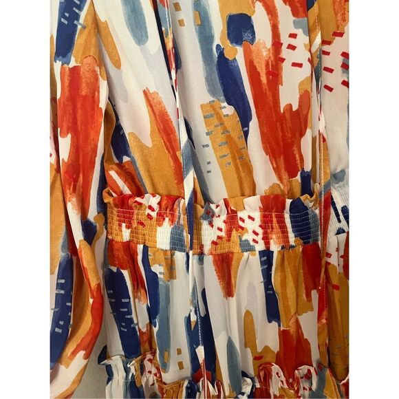 GSTQ Womens Casual Long Sleeve Smocked Ruffle Layer Tunic Dress Swing Mini Dress - Picture 6 of 10